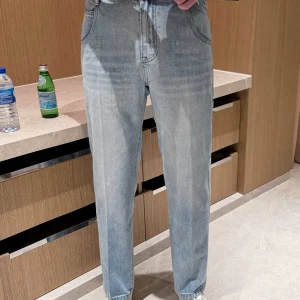 Autumn and winter new casual light jeans men's retro washed wear-resistant slim straight pants denim trousers men – Image 4