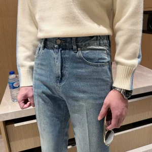 Fall and Winter Men's Jeans New Premium Blue Casual Pants Vintage Washed Jeans Men's Straight Leg – Image 4