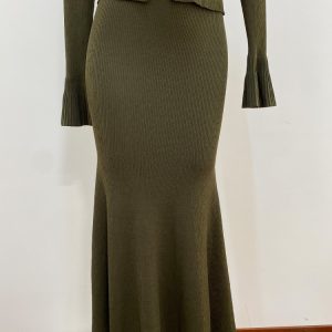 SP family 263026 spring and summer new dark green long-sleeved button-down lapel slim figure sexy cut-out suit for women – Image 4