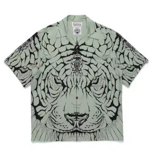 Wacko Maria red and green wolf face full of printed shirt street loose Hawaiian resort style short-sleeved shirt – Image 4