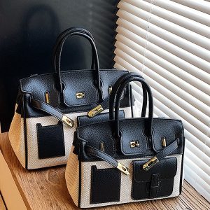 New Contrasting Platinum Bag Canvas Patchwork Large Capacity Tote Crossbody Crossbody Haute Couture Fashion Pocket Bag – Image 5
