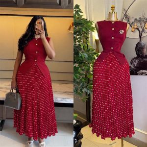European-American cross-border African women's clothing 2026 summer new elegant temperament sleeveless vest vest pleated skirt set – Image 3