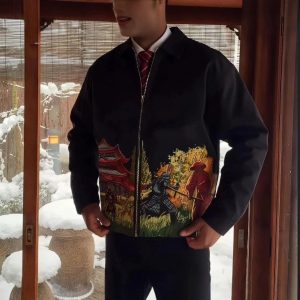 Trendy Japanese Samurai Embroidered Jacket with Heavy Craftsmanship 3D Embroidery Vintage Japanese Style Loose Baseball Style Couple's Jacket – Image 5