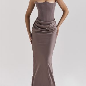 European and American style cross-border women's fashion bandeau spring new sexy backless slim evening dress women – Image 3
