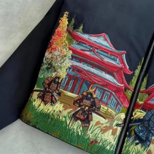 Trendy Japanese Samurai Embroidered Jacket with Heavy Craftsmanship 3D Embroidery Vintage Japanese Style Loose Baseball Style Couple's Jacket – Image 3