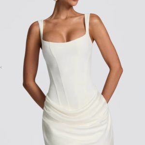 Amazon 2026 New Women's Style French Sexy Style Square Neck Sleeveless Hip-Tightening Waist-Cinching Short Dress – Image 3