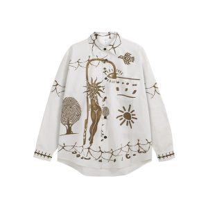 Cross-border New Spring American Street Cardigan Collar Long Sleeve Men's Digital Printed Seersucker Shirt Customized – Image 3