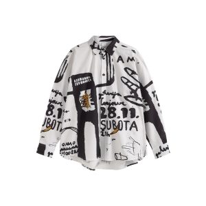Cross-border New Spring American Street Cardigan Collar Long Sleeve Men's Digital Printed Seersucker Shirt Customized – Image 10