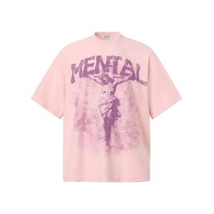 Summer new street cross print loose crew neck short-sleeve T-shirt for men and women, INS trendy brand fashion casual top – Image 3